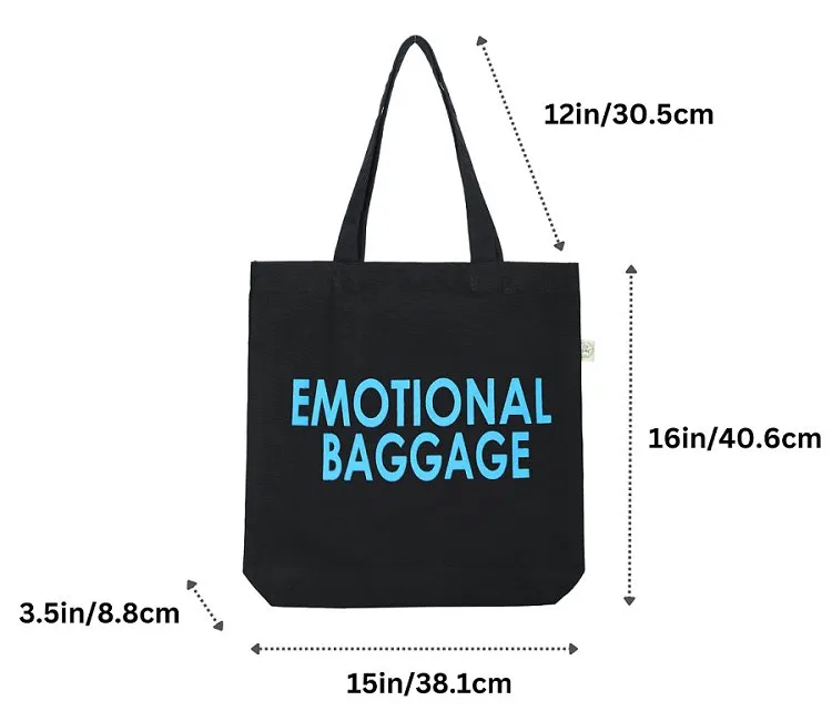 Premium Cotton Canvas Tote Bag- Emotional Baggage Black