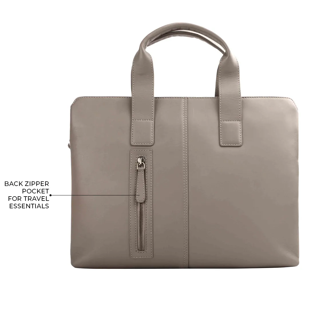 Ready to Ship Luxury Corporate Gift | Georgia Collection | Leather Laptop Bag | For Office Use | Colour - Beige