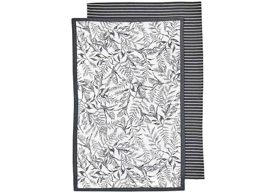 Repose Floral Charcoal 2pk Kitchen Towel