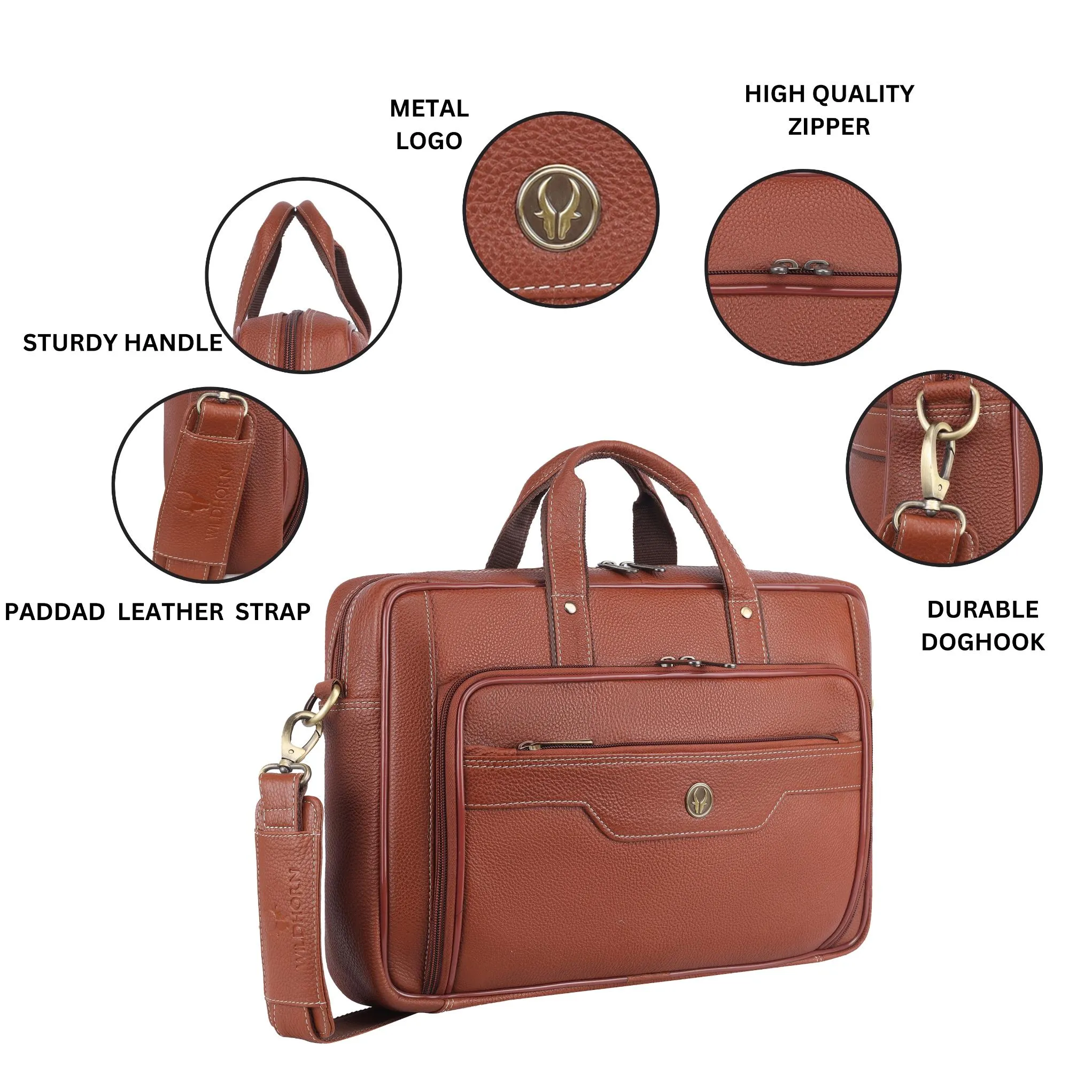 ROXTON Leather Laptop Messenger Bag for Men