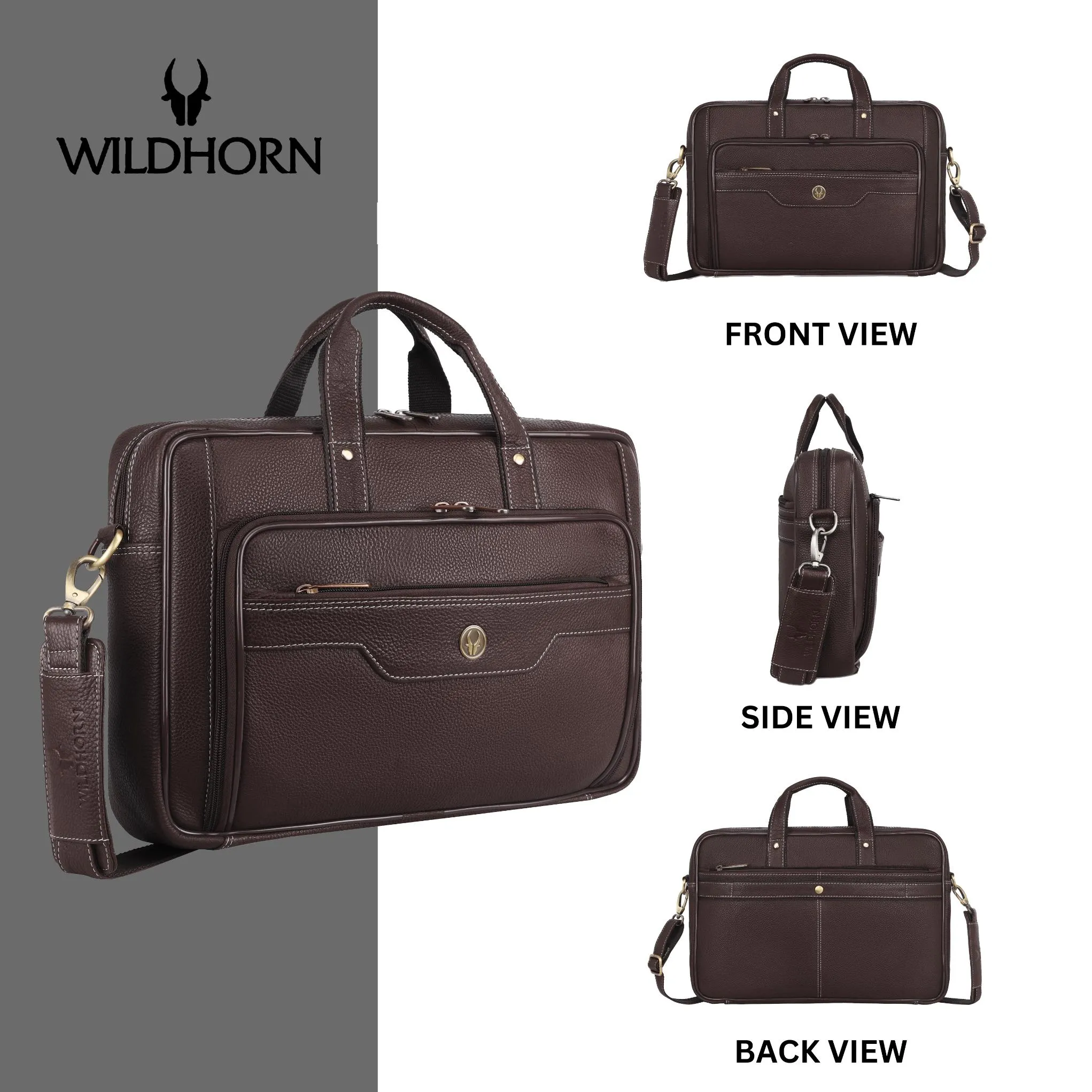 ROXTON Leather Laptop Messenger Bag for Men