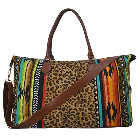 !SALE! Tribal With Leopard Faux Fur Weekender Bag