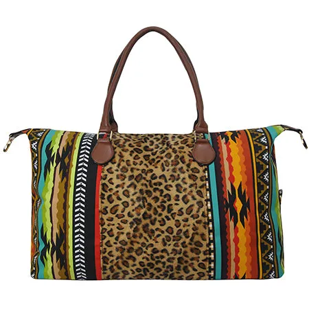 !SALE! Tribal With Leopard Faux Fur Weekender Bag