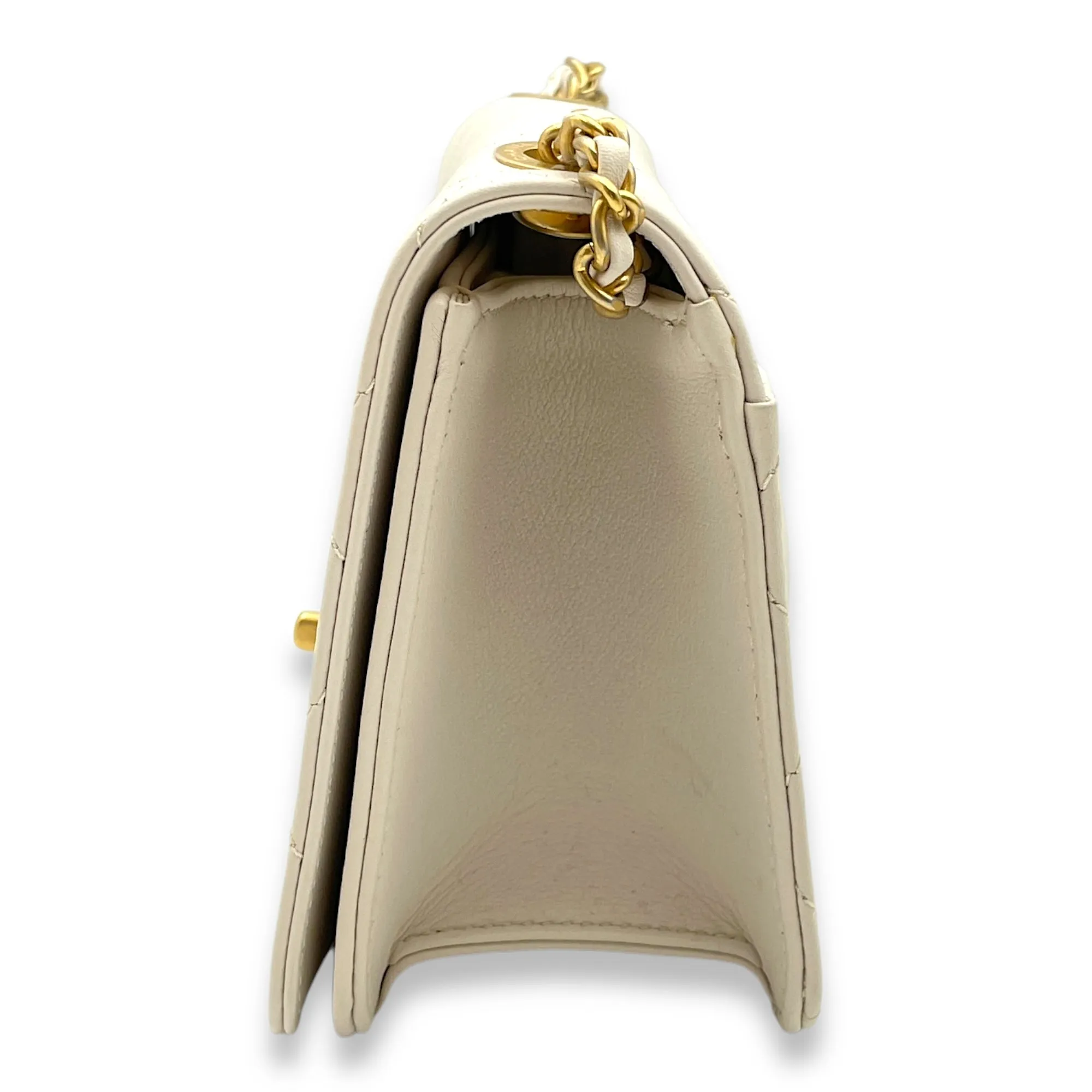 Seasonal Flap Off-white Crossbody Bag in Calfskin, Gold hardware