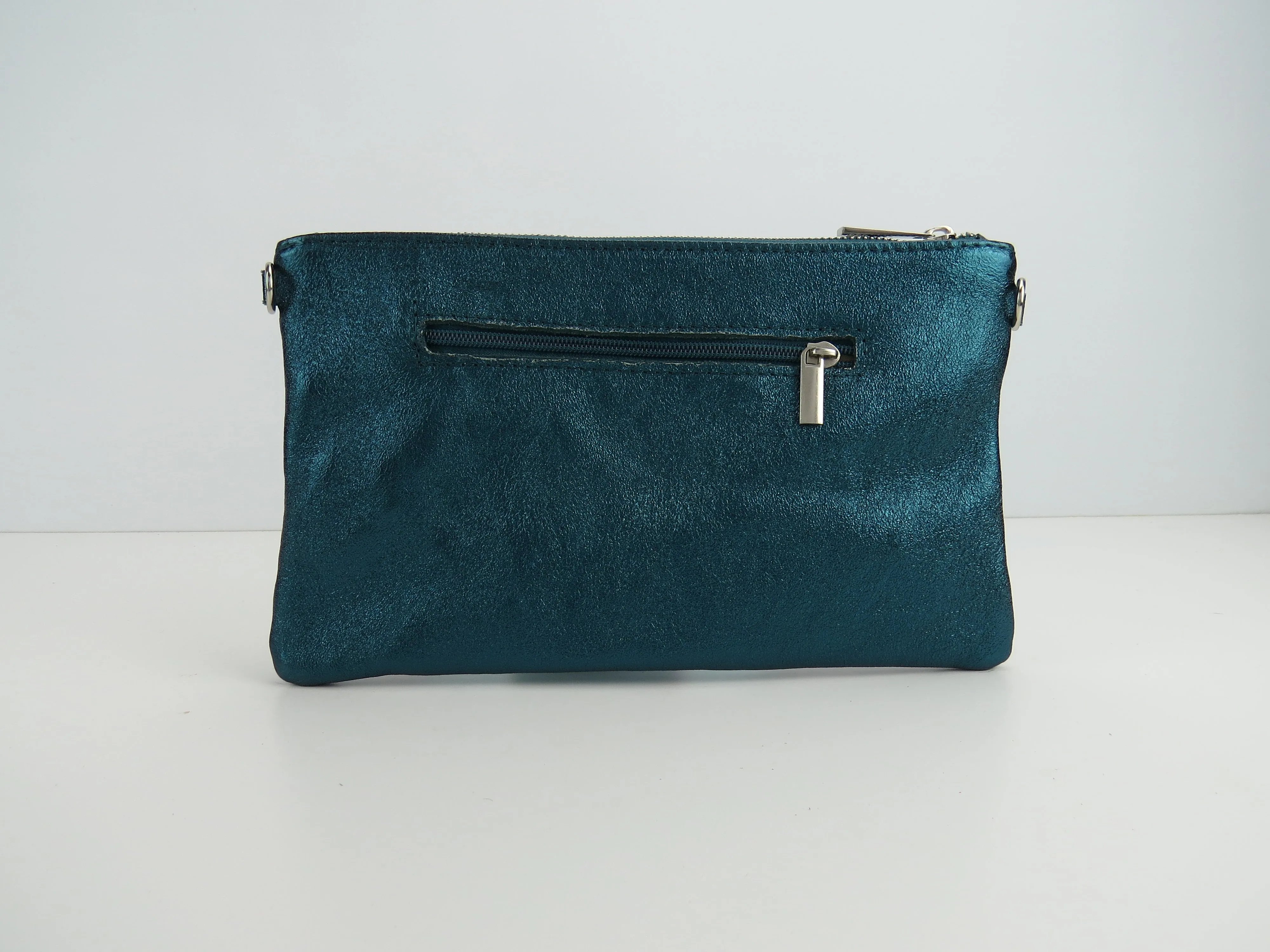 Teal Gold Retro-Stiped Clutch Bag