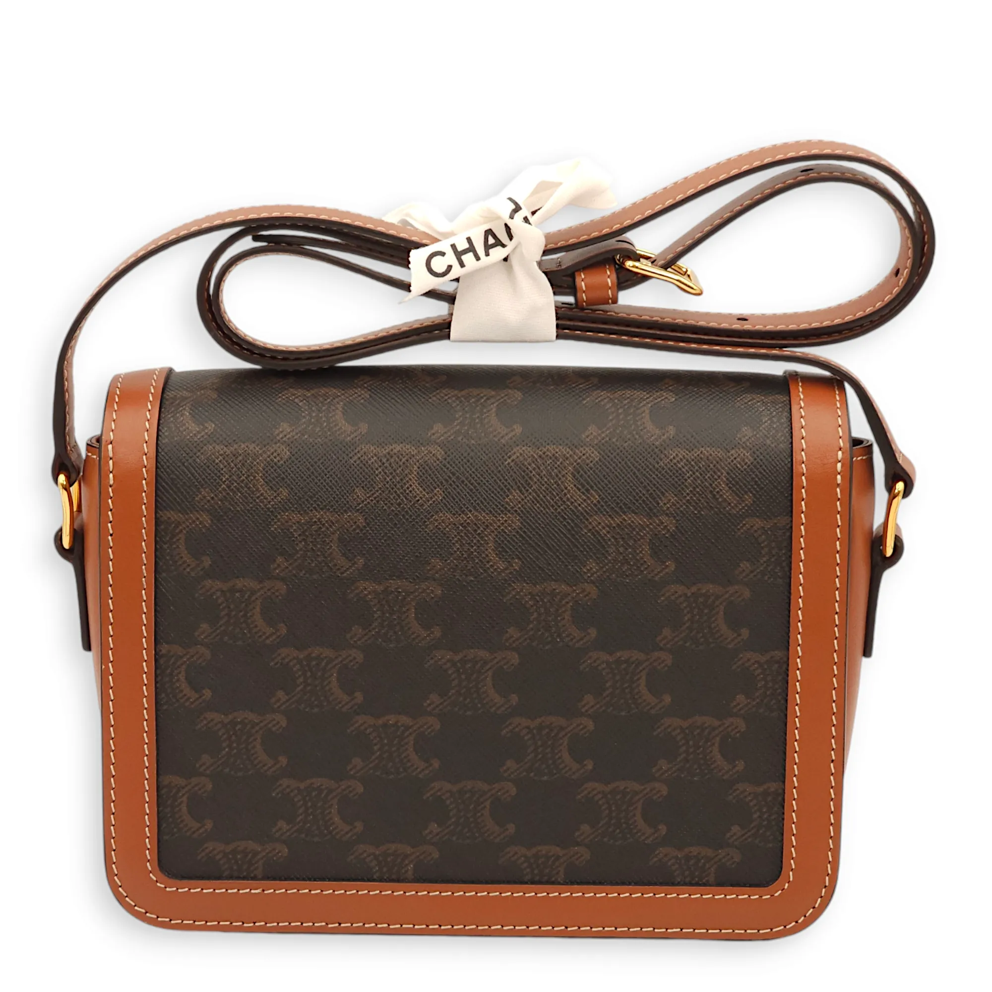 Teen Triomphe Dark Grey/Brown Crossbody Bag in Calfskin