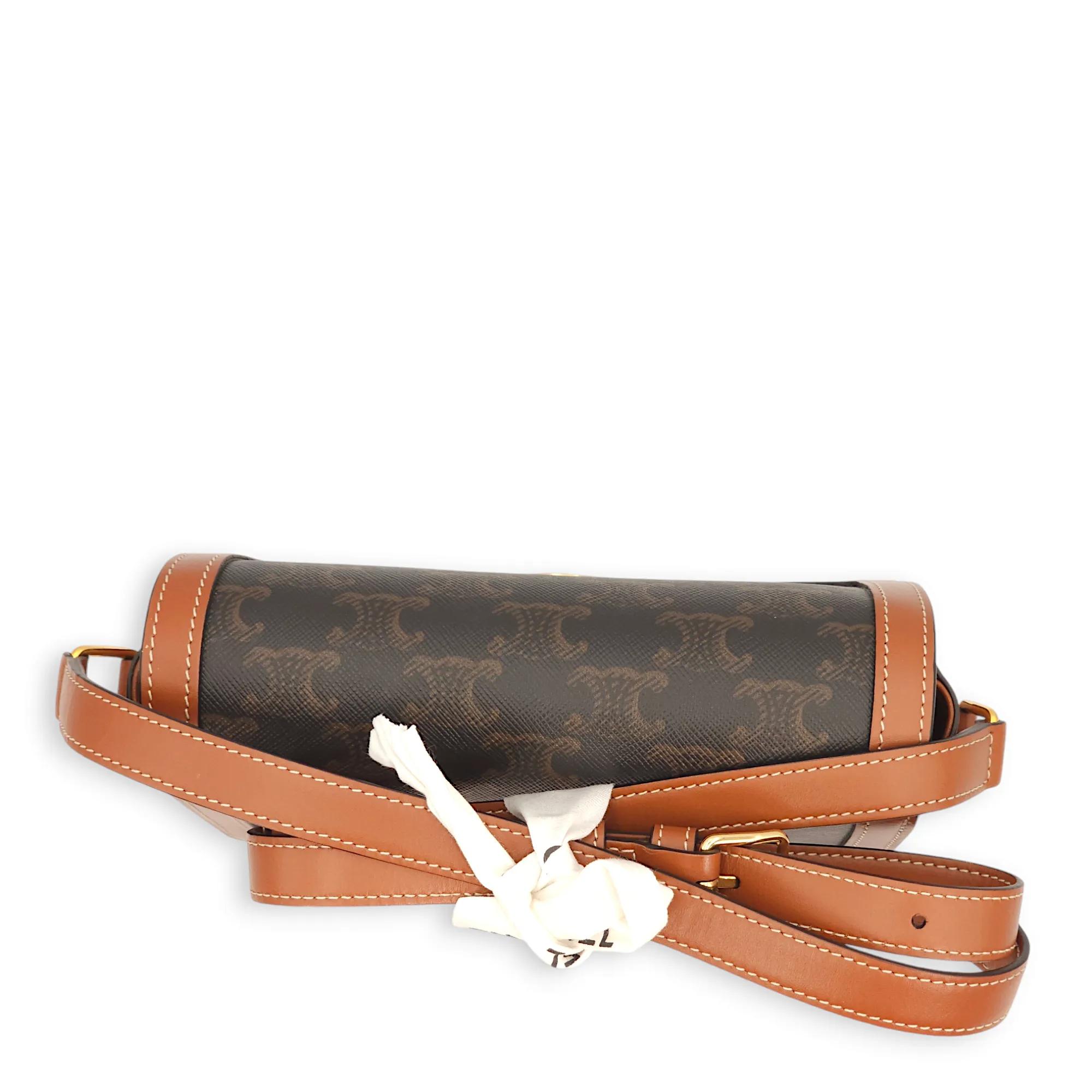 Teen Triomphe Dark Grey/Brown Crossbody Bag in Calfskin