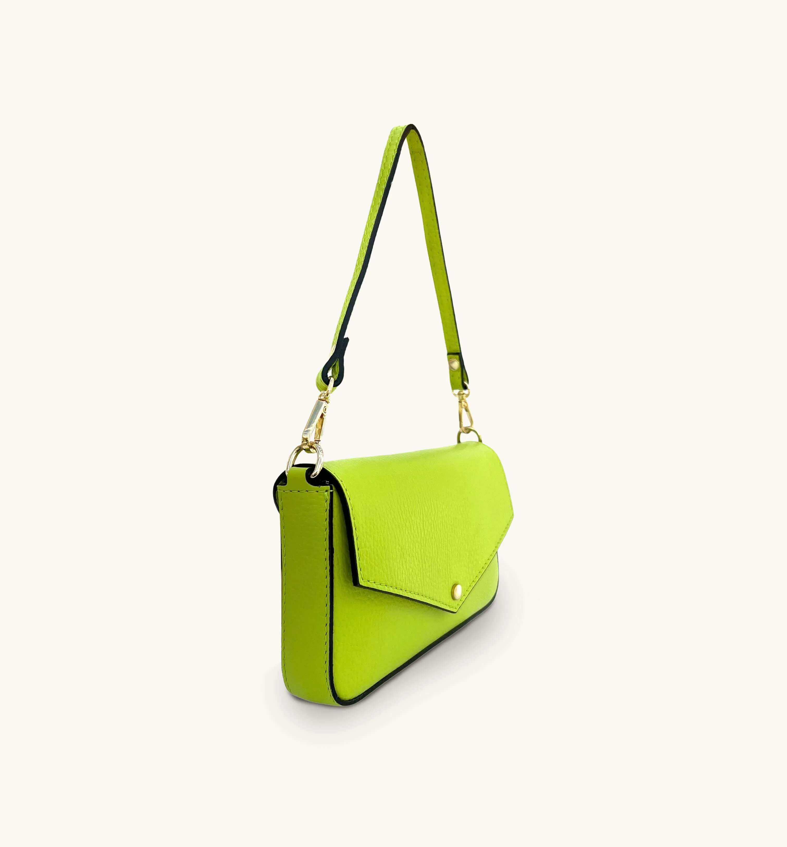 The Munro Lime Green Leather Shoulder Bag