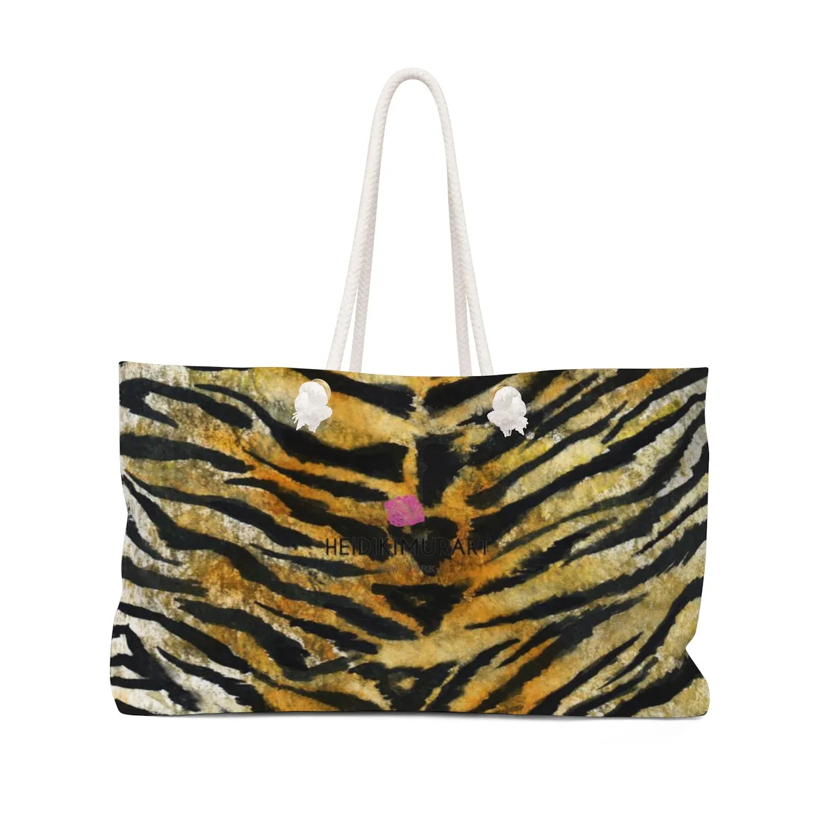 Tiger Stripe Print Weekender Bag, Animal Pattern Print 24"x13" Oversized Bag- Made in USA