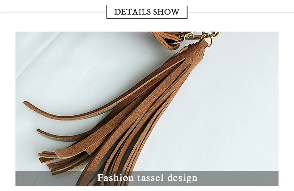 Vintage Female Zipper Leather Bucket Bag With Tassel For Daily Use