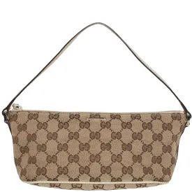 Vintage Y2K Gucci Web Monogram Canvas Leather Shoulder Bag - Cream