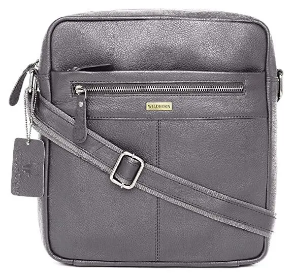 WILDHORN Leather Men's sling Bag I Messenger Bag I Zipper Crossbody Shoulder Satchel Bags for Work Business & Travel Dimension: L- 11 inch H- 12.5 inch W- 2.5 inch