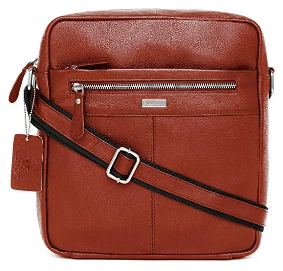 WILDHORN Leather Men's sling Bag I Messenger Bag I Zipper Crossbody Shoulder Satchel Bags for Work Business & Travel Dimension: L- 11 inch H- 12.5 inch W- 2.5 inch