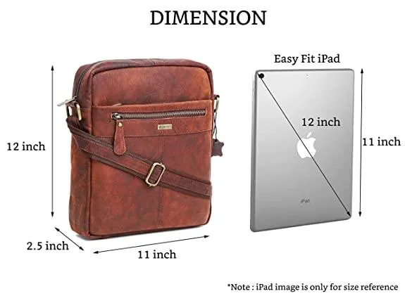 WILDHORN Leather Men's sling Bag I Messenger Bag I Zipper Crossbody Shoulder Satchel Bags for Work Business & Travel Dimension: L- 11 inch H- 12.5 inch W- 2.5 inch