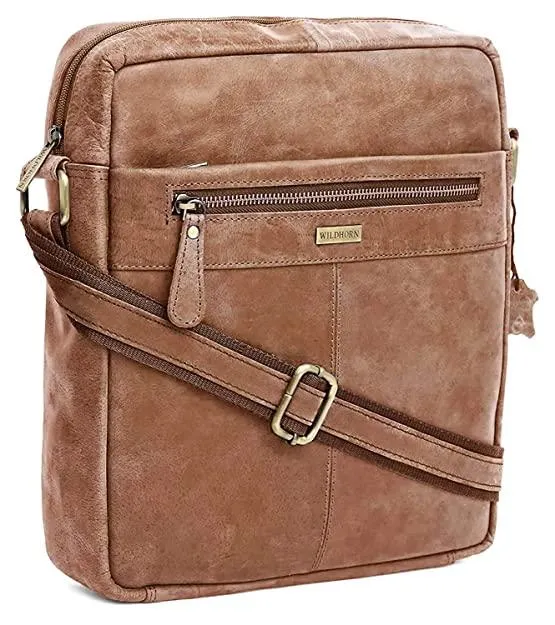 WILDHORN Leather Men's sling Bag I Messenger Bag I Zipper Crossbody Shoulder Satchel Bags for Work Business & Travel Dimension: L- 11 inch H- 12.5 inch W- 2.5 inch