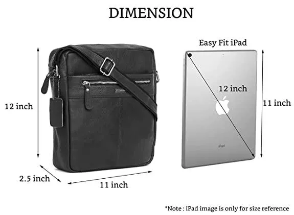 WILDHORN Leather Men's sling Bag I Messenger Bag I Zipper Crossbody Shoulder Satchel Bags for Work Business & Travel Dimension: L- 11 inch H- 12.5 inch W- 2.5 inch