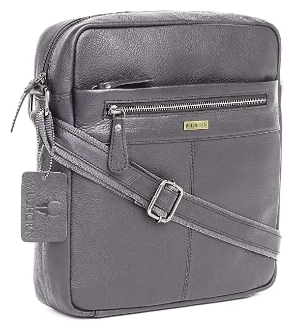 WILDHORN Leather Men's sling Bag I Messenger Bag I Zipper Crossbody Shoulder Satchel Bags for Work Business & Travel Dimension: L- 11 inch H- 12.5 inch W- 2.5 inch