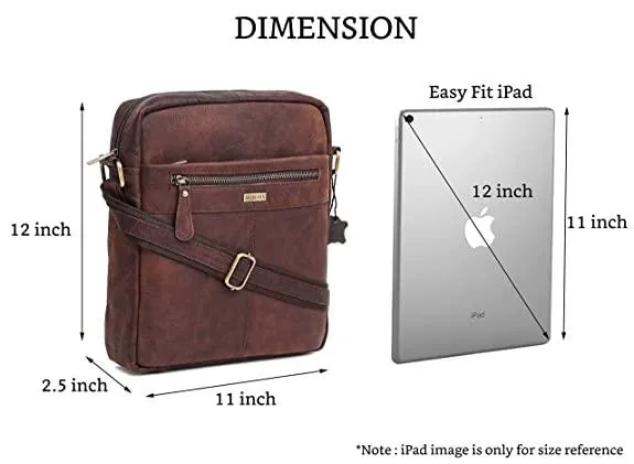 WILDHORN Leather Men's sling Bag I Messenger Bag I Zipper Crossbody Shoulder Satchel Bags for Work Business & Travel Dimension: L- 11 inch H- 12.5 inch W- 2.5 inch