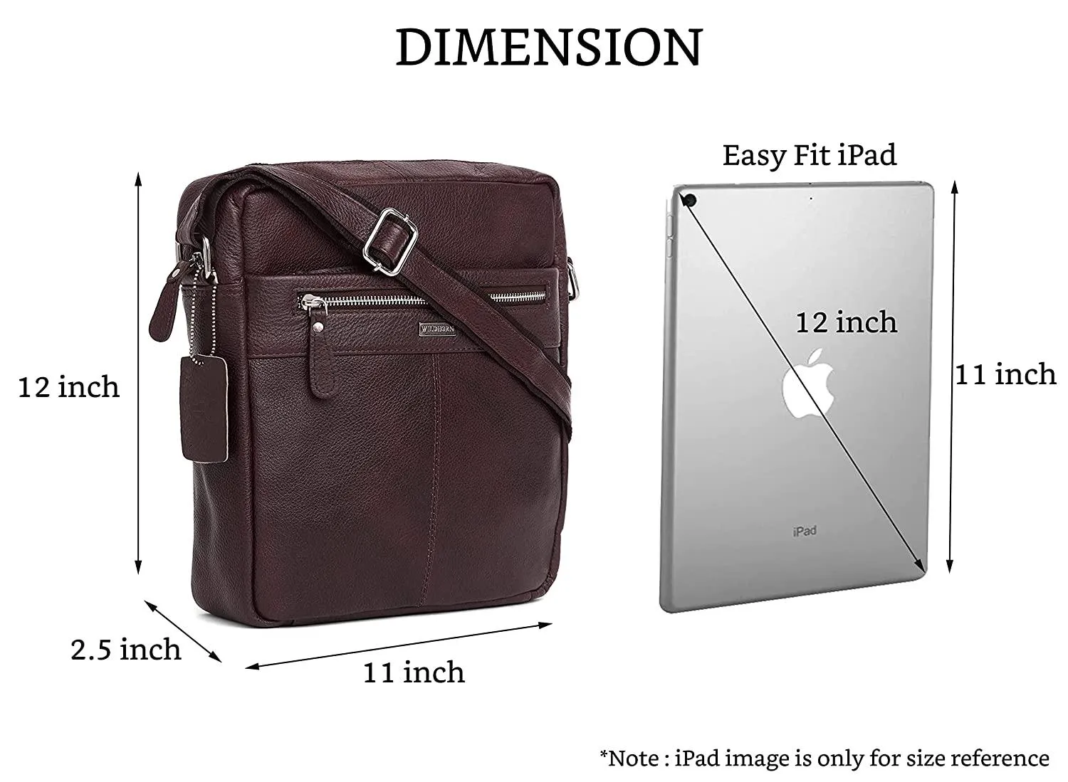 WILDHORN Leather Men's sling Bag I Messenger Bag I Zipper Crossbody Shoulder Satchel Bags for Work Business & Travel Dimension: L- 11 inch H- 12.5 inch W- 2.5 inch