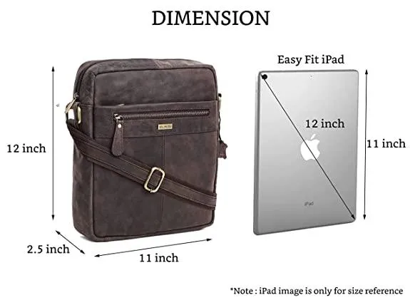 WILDHORN Leather Men's sling Bag I Messenger Bag I Zipper Crossbody Shoulder Satchel Bags for Work Business & Travel Dimension: L- 11 inch H- 12.5 inch W- 2.5 inch