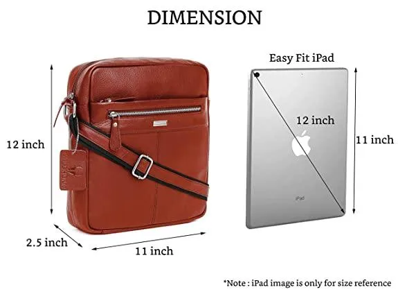 WILDHORN Leather Men's sling Bag I Messenger Bag I Zipper Crossbody Shoulder Satchel Bags for Work Business & Travel Dimension: L- 11 inch H- 12.5 inch W- 2.5 inch