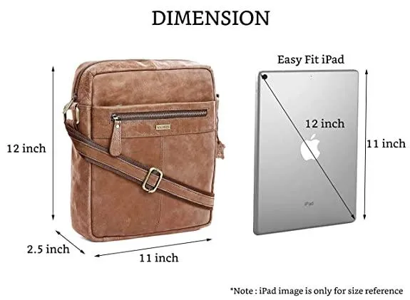 WILDHORN Leather Men's sling Bag I Messenger Bag I Zipper Crossbody Shoulder Satchel Bags for Work Business & Travel Dimension: L- 11 inch H- 12.5 inch W- 2.5 inch