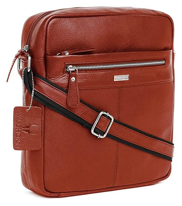 WILDHORN Leather Men's sling Bag I Messenger Bag I Zipper Crossbody Shoulder Satchel Bags for Work Business & Travel Dimension: L- 11 inch H- 12.5 inch W- 2.5 inch