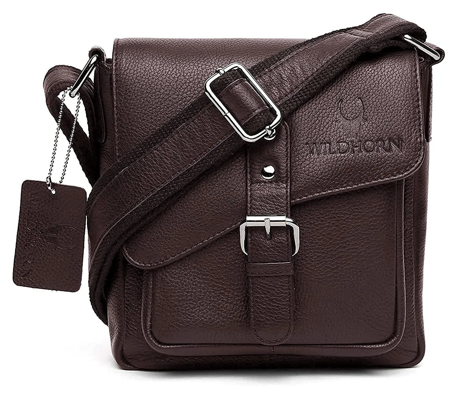 WILDHORN® Original Leather 9 inch Sling Bag for Men I Multipurpose Crossbody Bag I Travel Bag with Adjustable Strap I DIMENSION: L- 8 inch H- 9 inch W- 3 inch