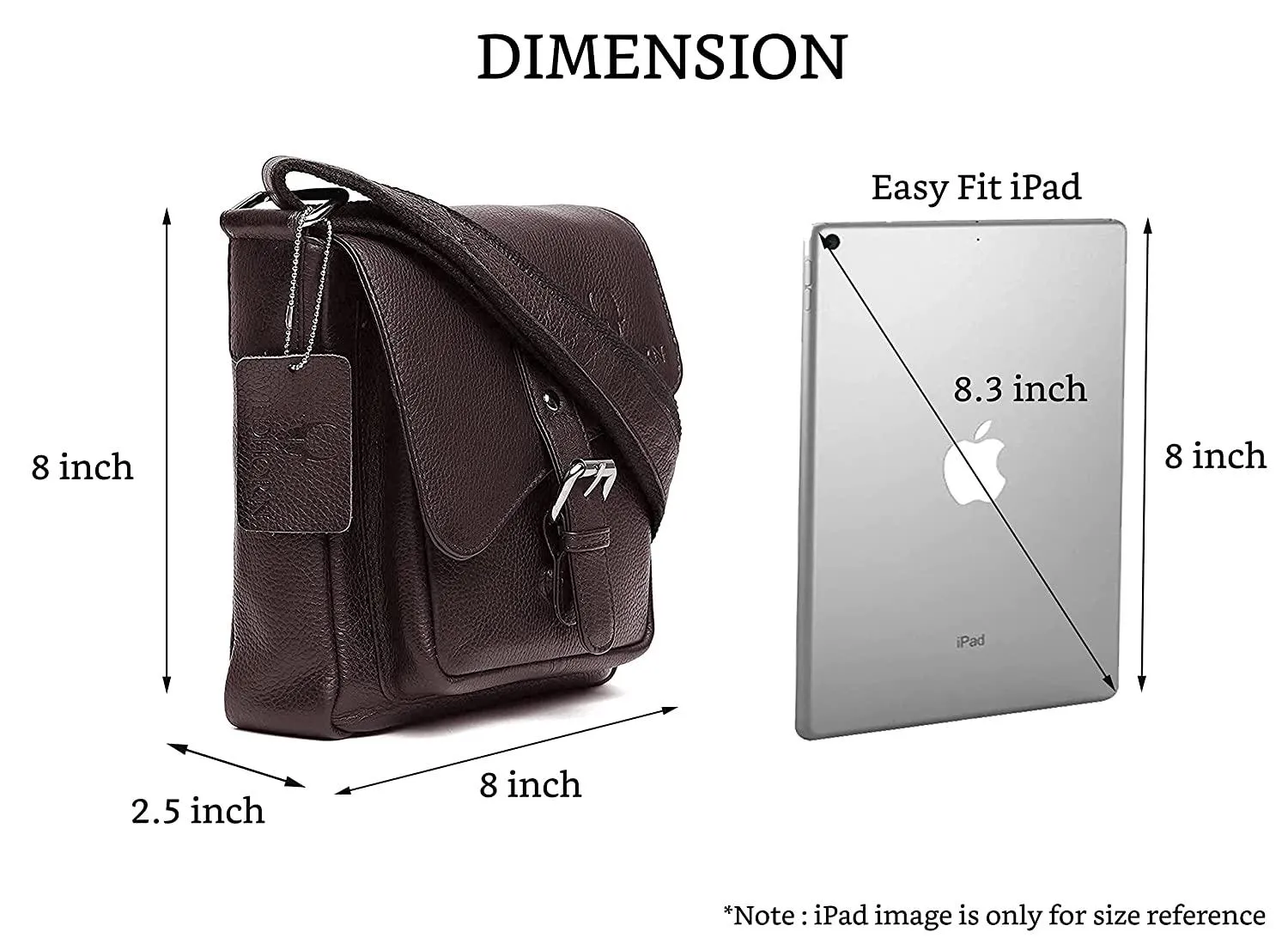 WILDHORN® Original Leather 9 inch Sling Bag for Men I Multipurpose Crossbody Bag I Travel Bag with Adjustable Strap I DIMENSION: L- 8 inch H- 9 inch W- 3 inch