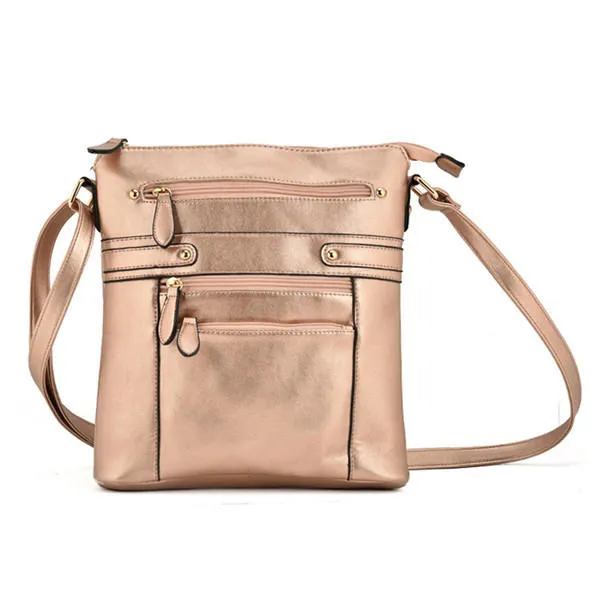 Women Multilayer Zipper Pockets Messenger Bags Casual Shoulder Crossbody