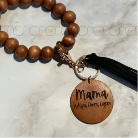 Wooden Wristlet/Bracelet with customizable disc