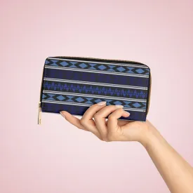 Wristlet Phone Wallet, Blue Geometric Aztec H-Style Purse