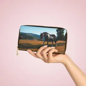 Wristlet Phone Wallet, Landscape and Horse Graphic Purse