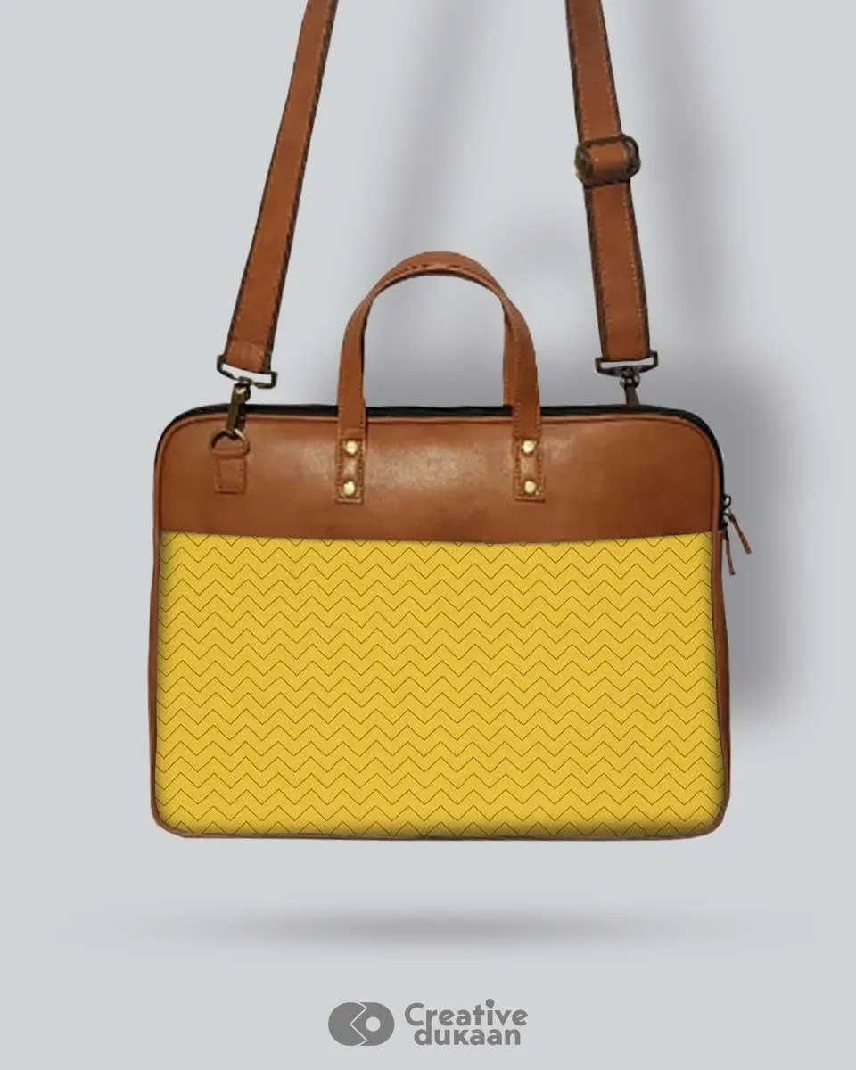 Yellow ZigZags - The Vegan Leather Laptop Bag