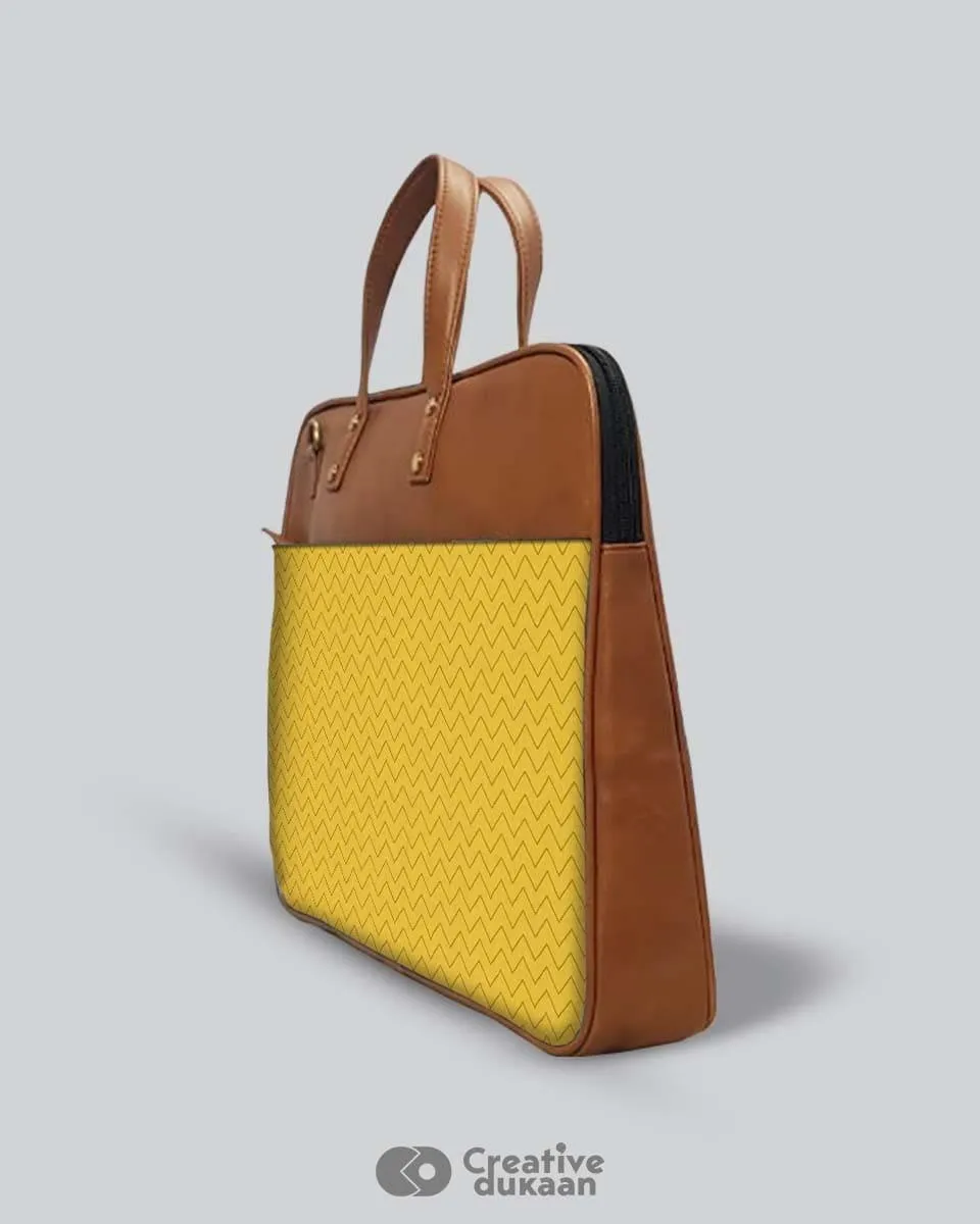 Yellow ZigZags - The Vegan Leather Laptop Bag